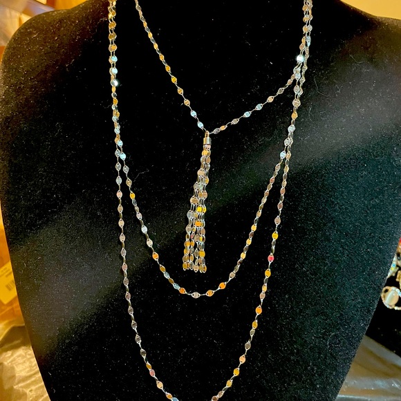 Beautiful 3 tier 💎 cut Sterling silver necklace. - Picture 1 of 1